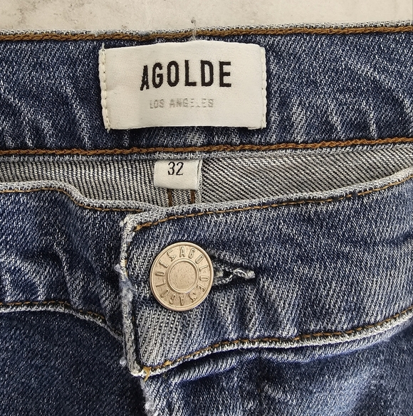 AGOLDE Nico High Rise Slim Fit  Distressed Blue Skinny Ankle Jeans 32 NWT - Picture 8 of 9